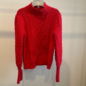 Janie and Jack Red Cable Knit Sweater, Girls Mock Turtleneck Sweater